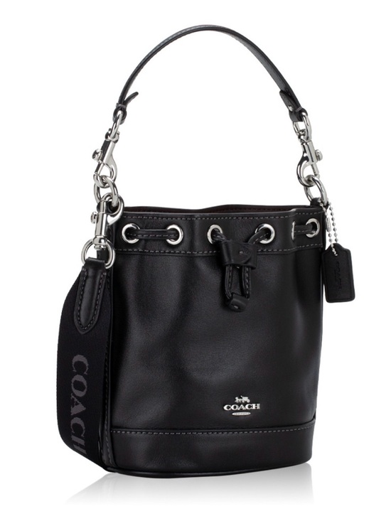 Coach Handbags - Coach Mini top handle Bucket Bag Black Calf Leather Drawstring w crossbody NWOT